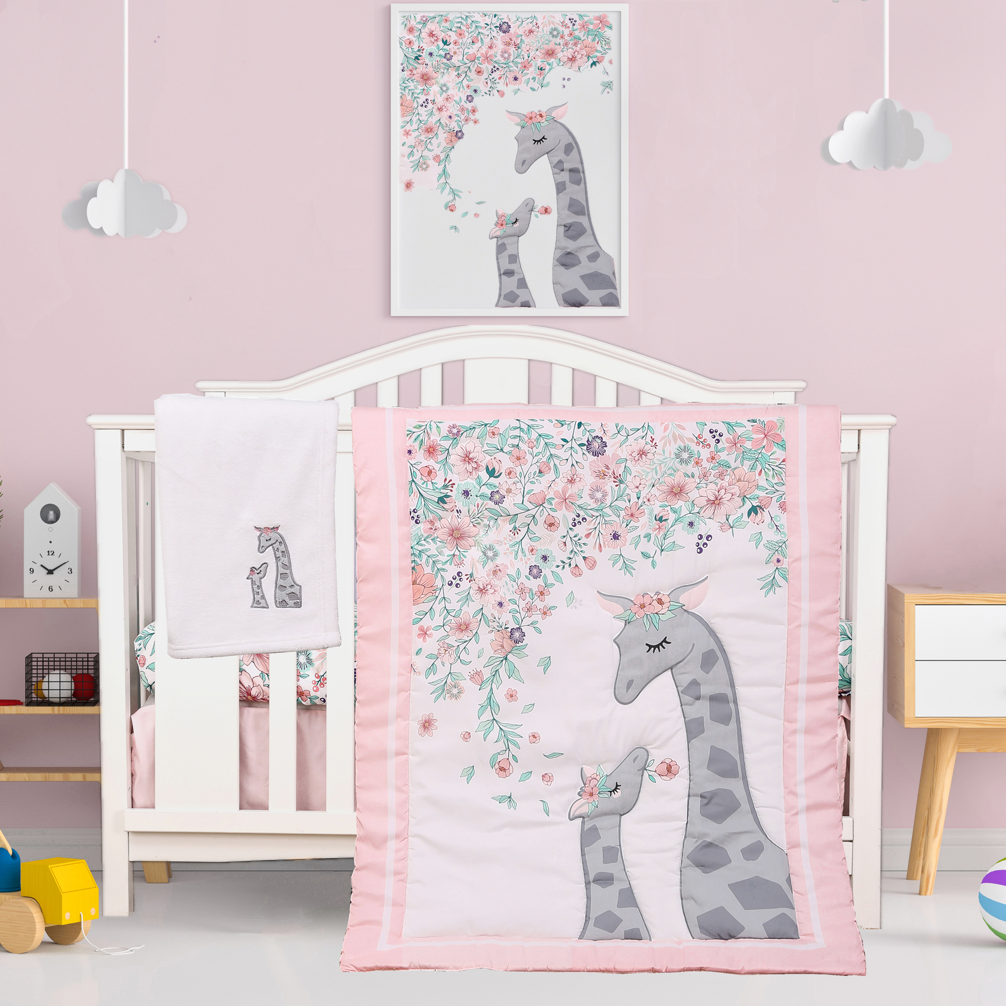 Baby Nursery Sale - 4Pcs Flower Giraffe luxury Baby Girl