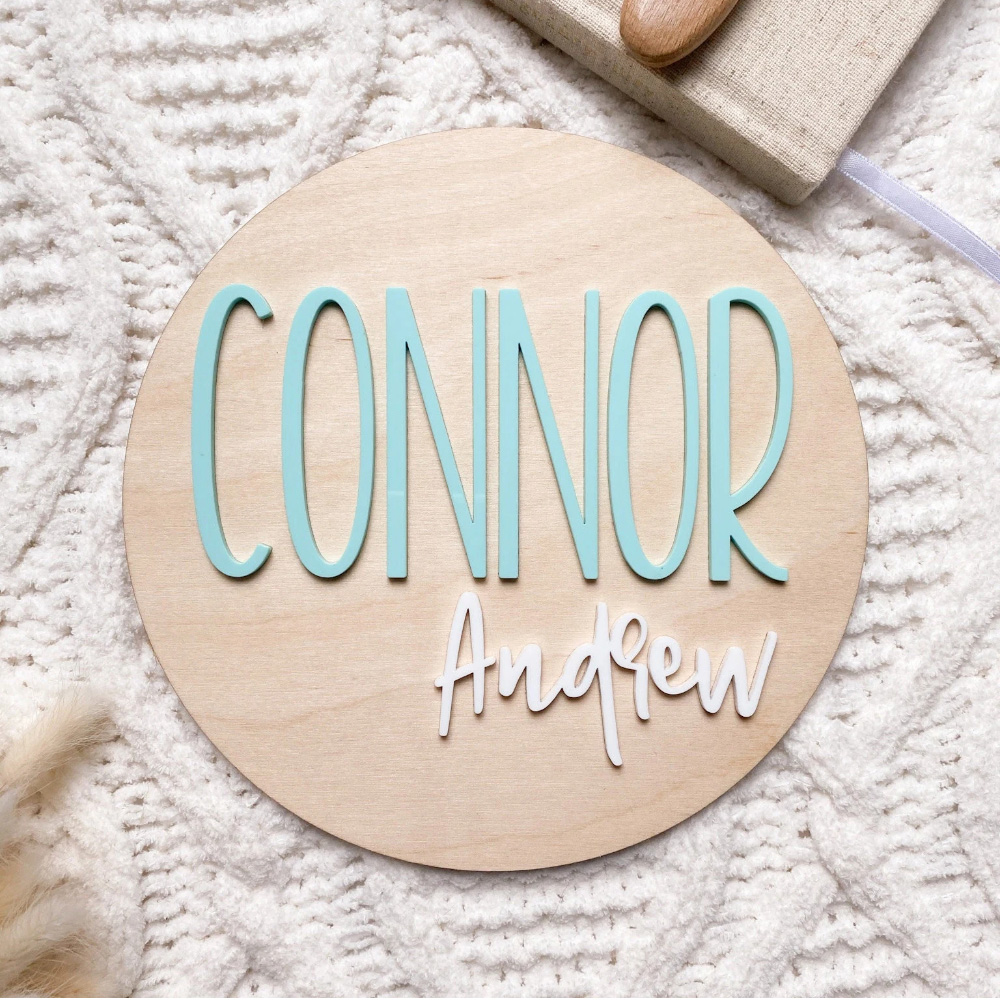Baby Nursery Usa - Personalised Birth Announcement Plaque - Wood
