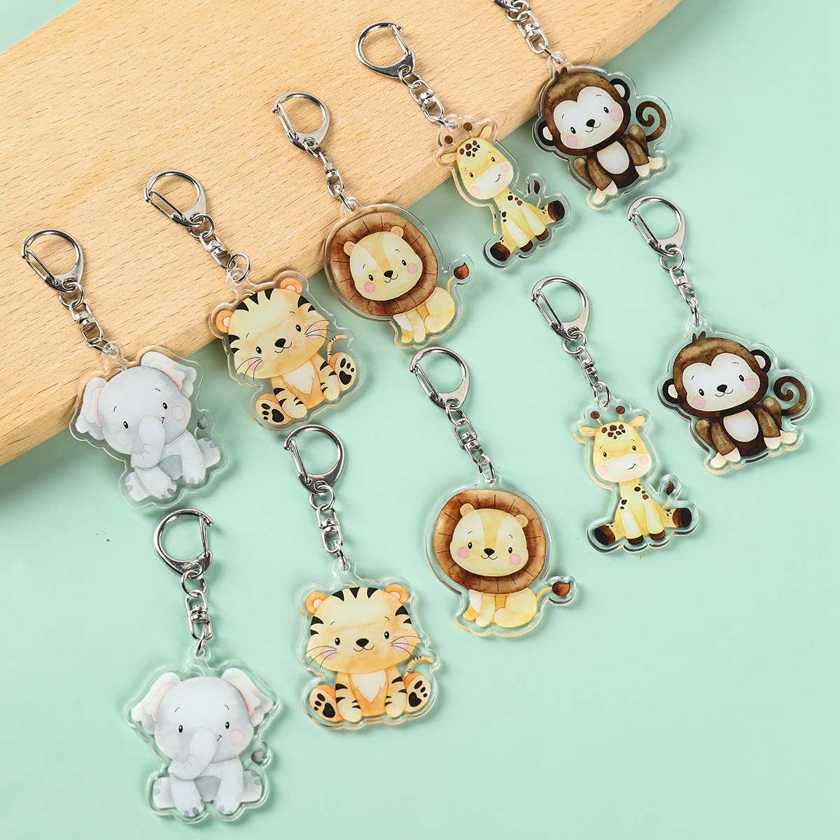 Baby Nursery Jungle Theme - 5pcs Jungle Animal Keychains Safari Animal