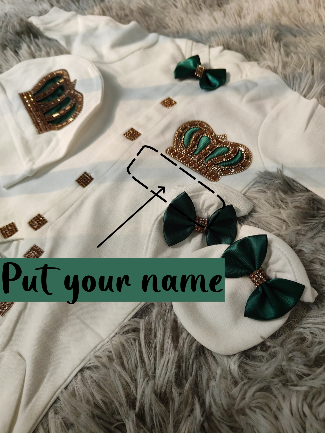 Baby Nursery Outfits - Dollbling Pearly Crown Emerald Boho Nursery