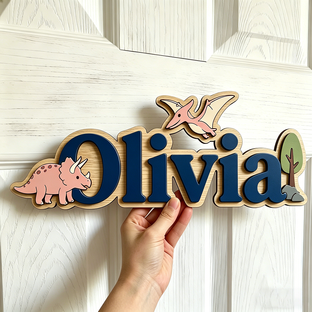 Baby Nursery Usa - Personalized Dinosaur Name Sign for The