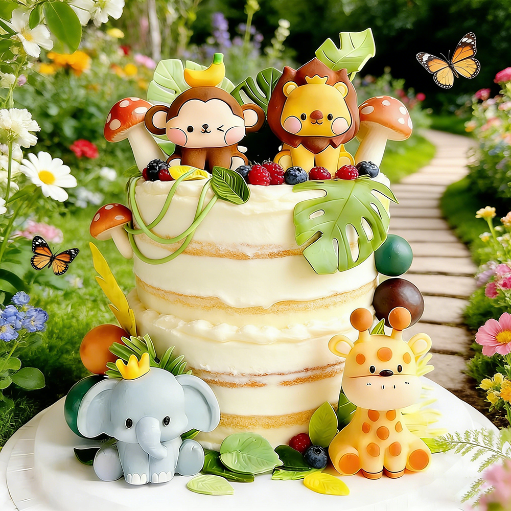 Baby Nursery Jungle Theme - Zoo Jungle Animals Cake Decor Safari