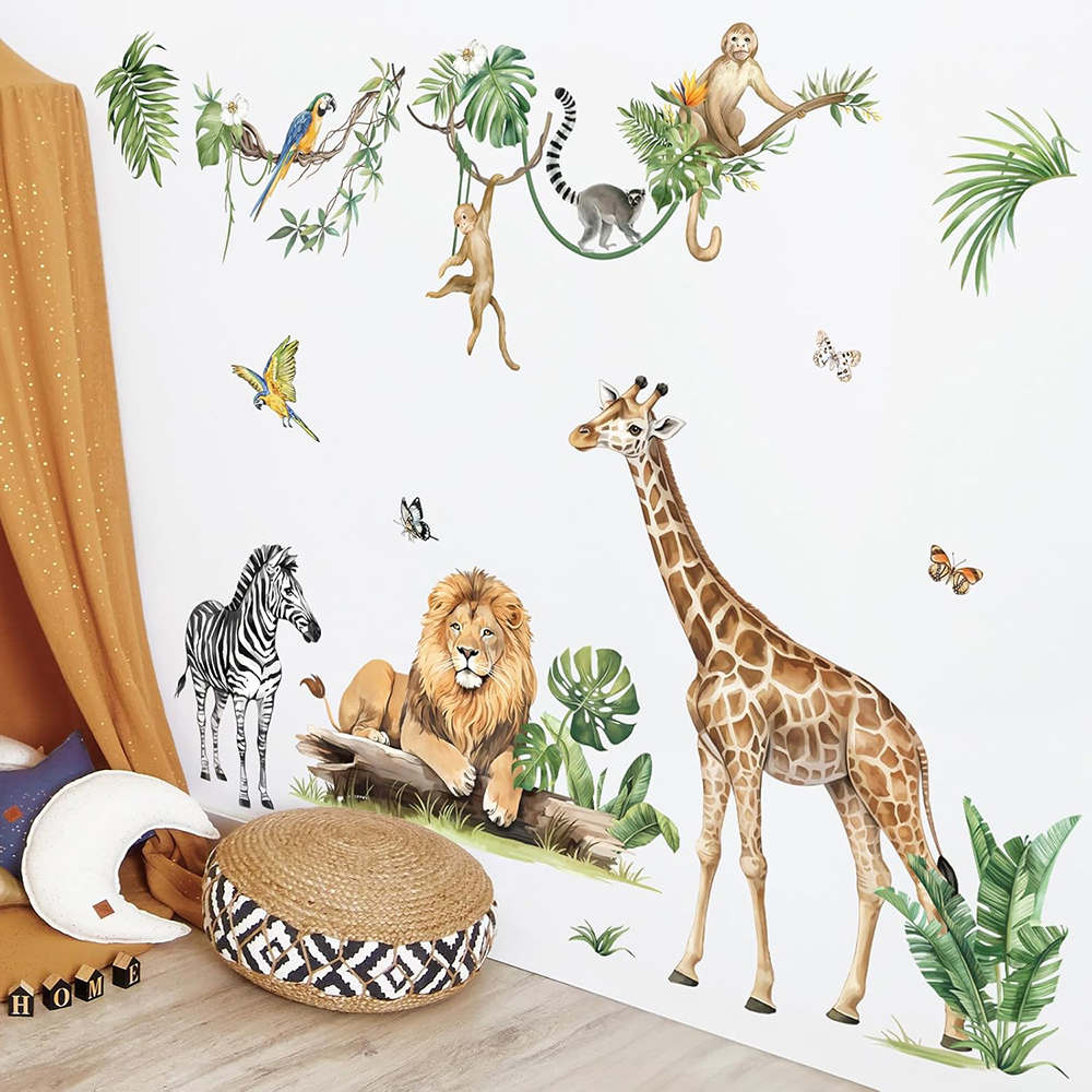 Baby Nursery Tree - Large Jungle Animal Tropical Leaves Wall