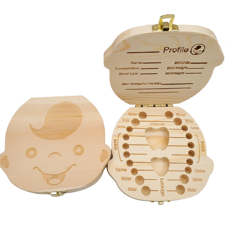 Baby Keepsake Box - Baby Tooth Box Wooden Kids Milk