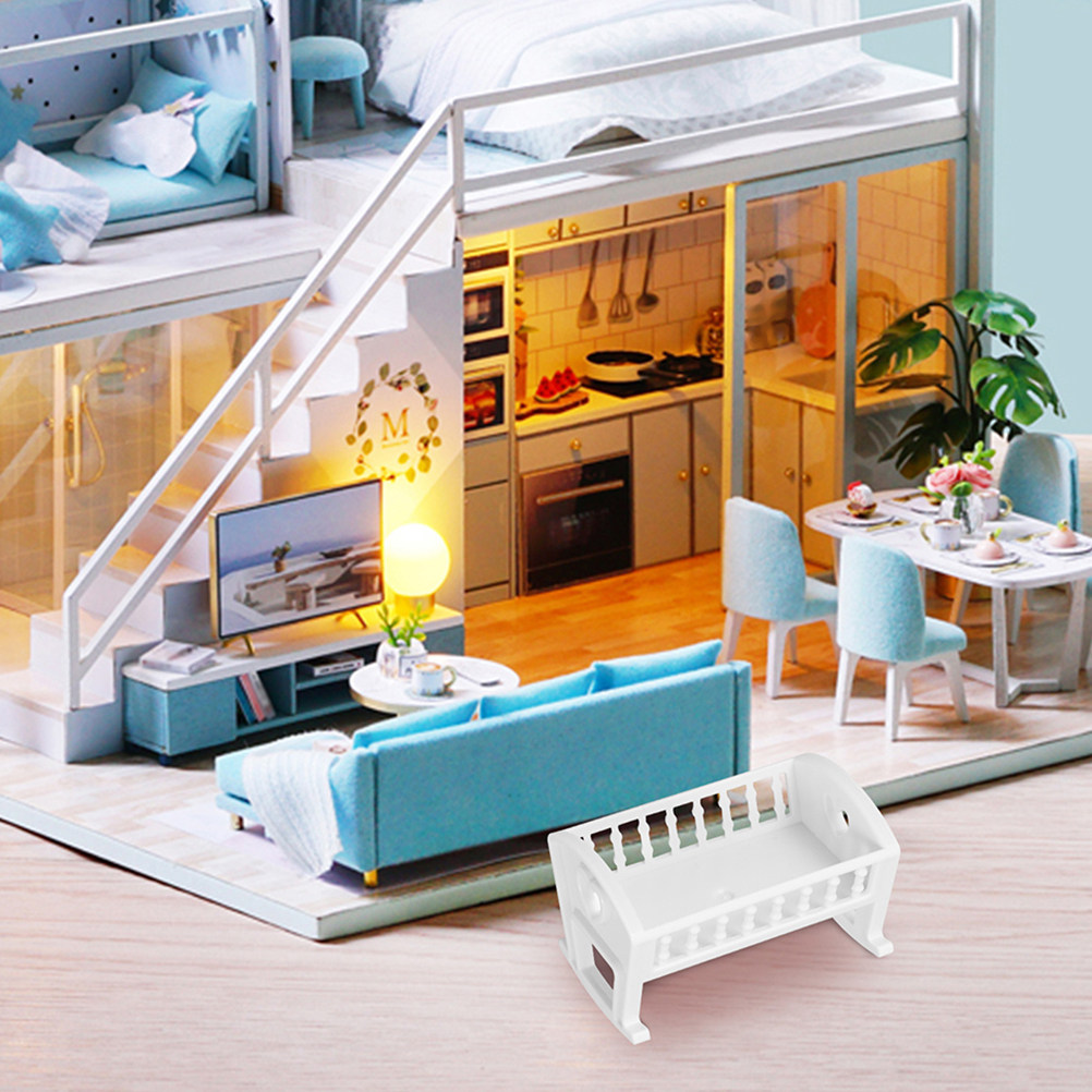 Baby Nursery Furniture Sets - 2Pcs Baby Crib Miniature Dollhouse Nursery