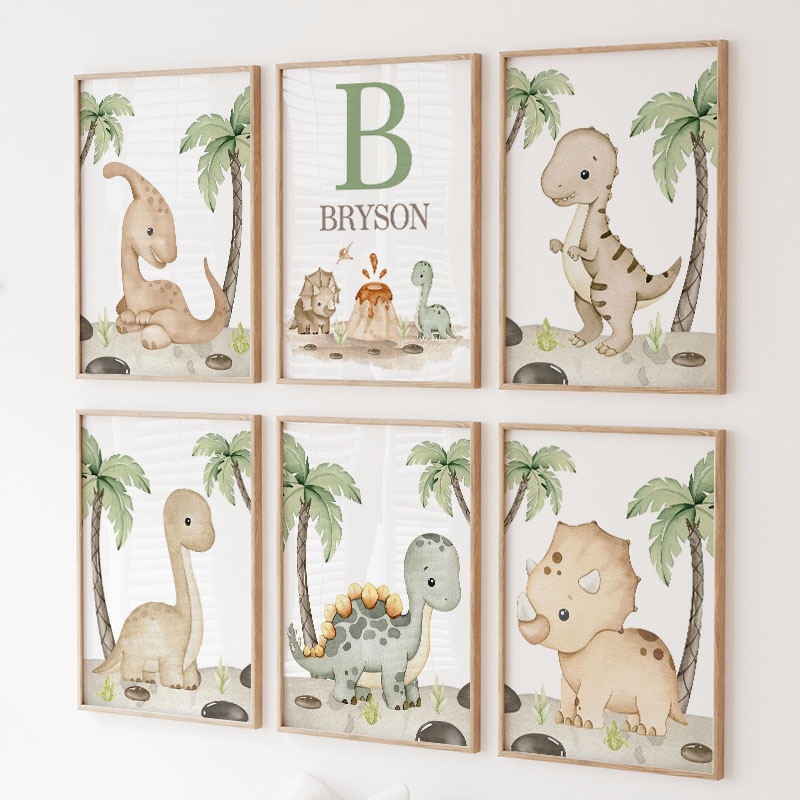 Baby Nursery Tree - 6 types Neutral Dinosaur Canvas Wall