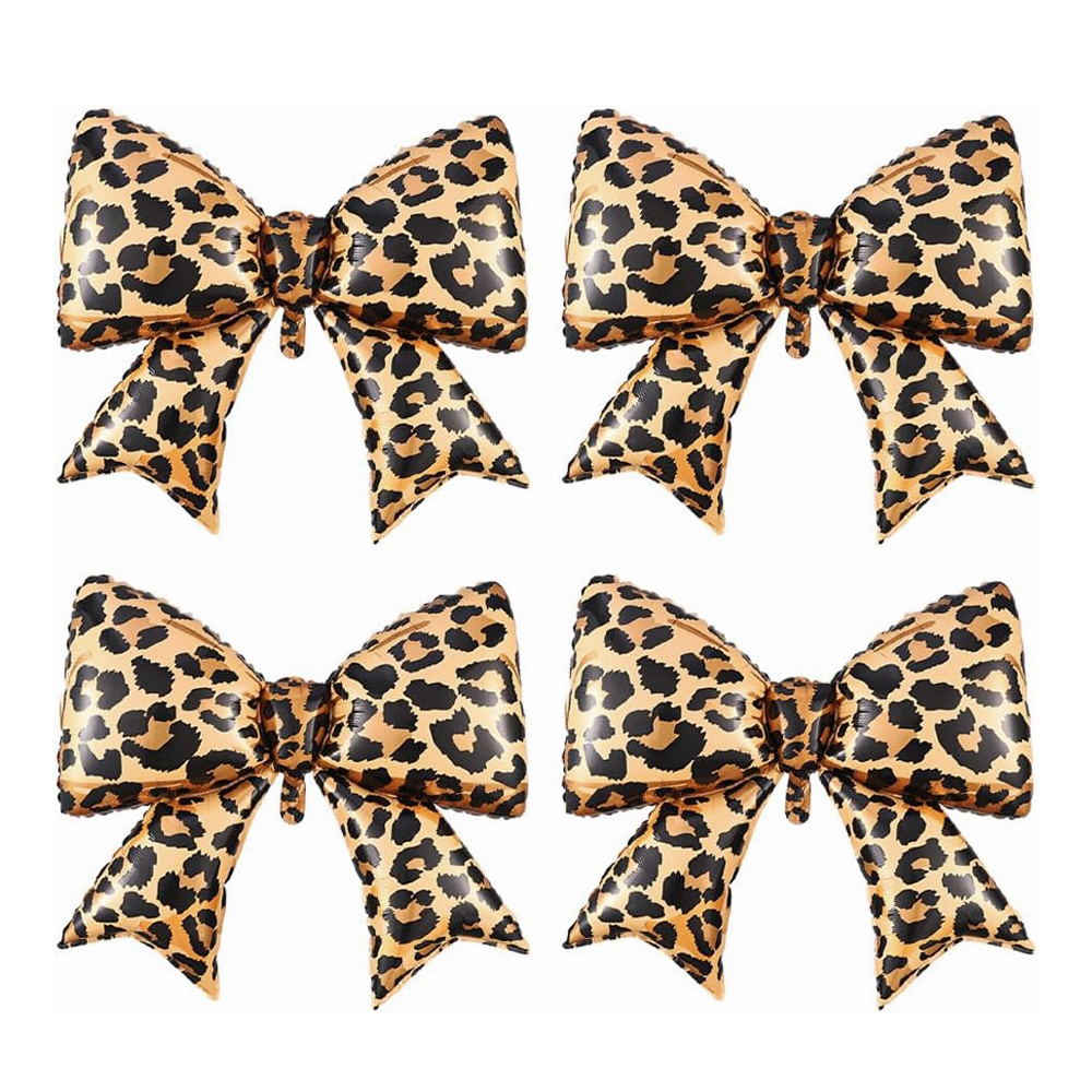 Baby Nursery Jungle Theme - Giant Leopard Print Bowknot Matte Foil