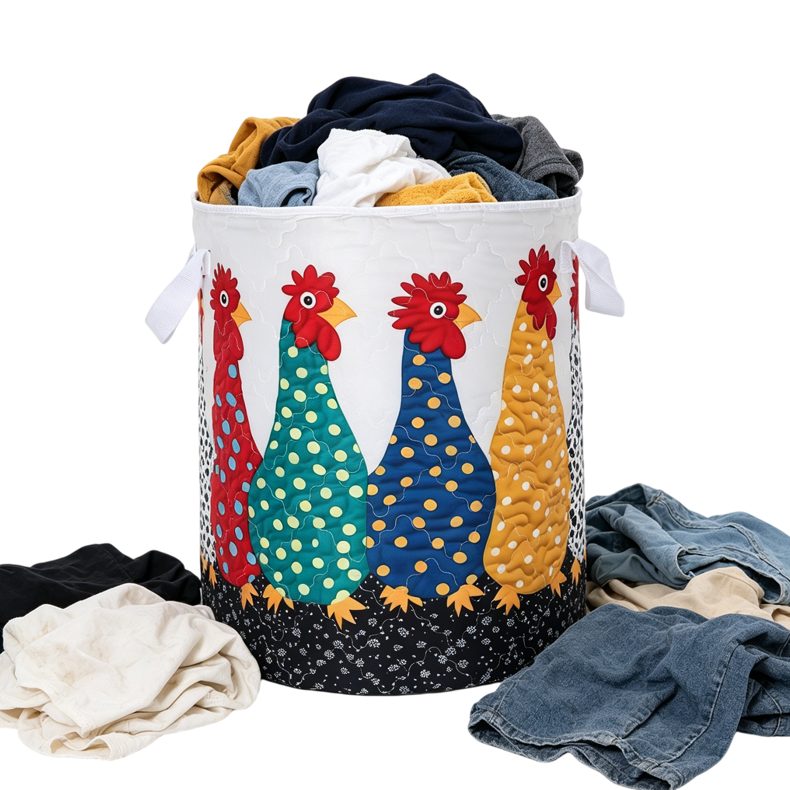 Laundry Hamper Nursery - Quilted Laundry Basket with Handle Boho