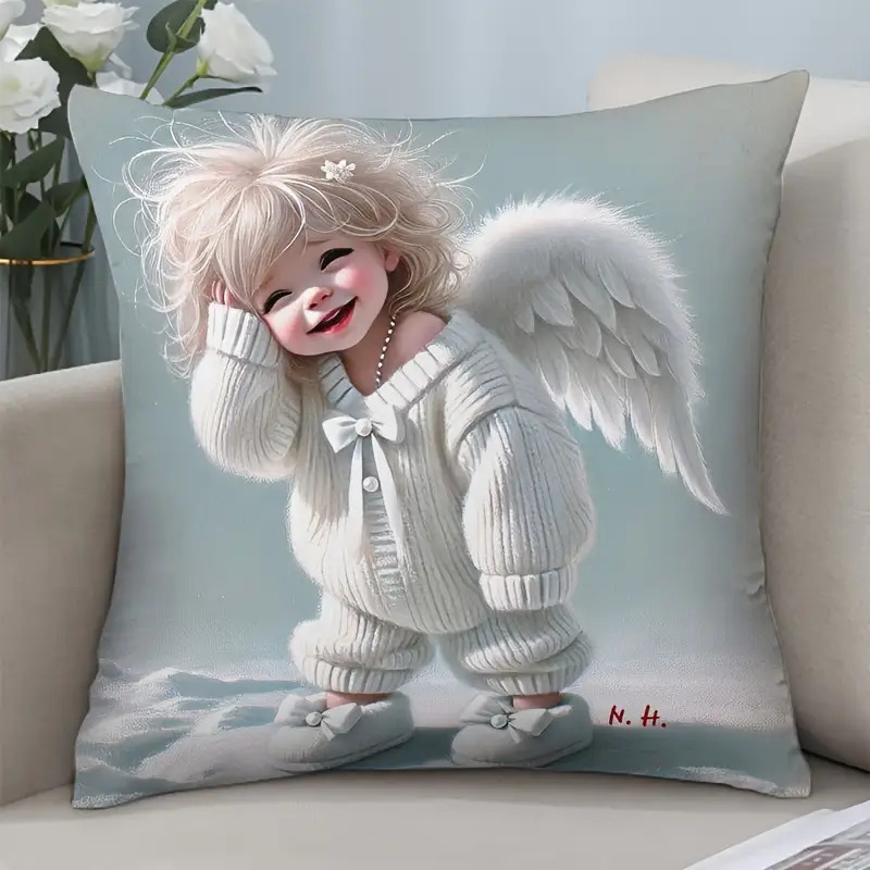 Baby Nursery Outfits - Cute Angel Baby Pillow Case, White