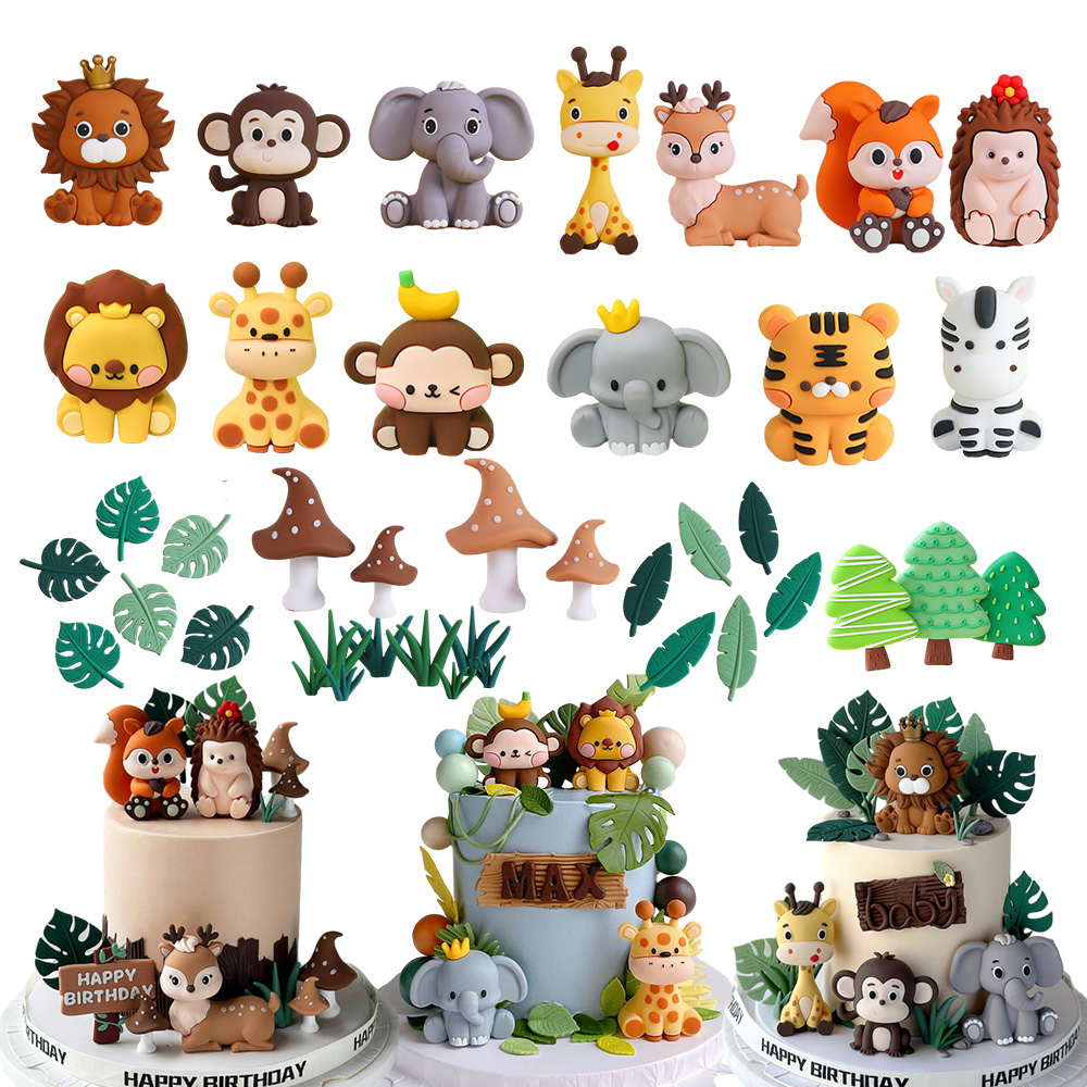 Baby Nursery Jungle Theme - Safari Animal Cake Toppers Set -