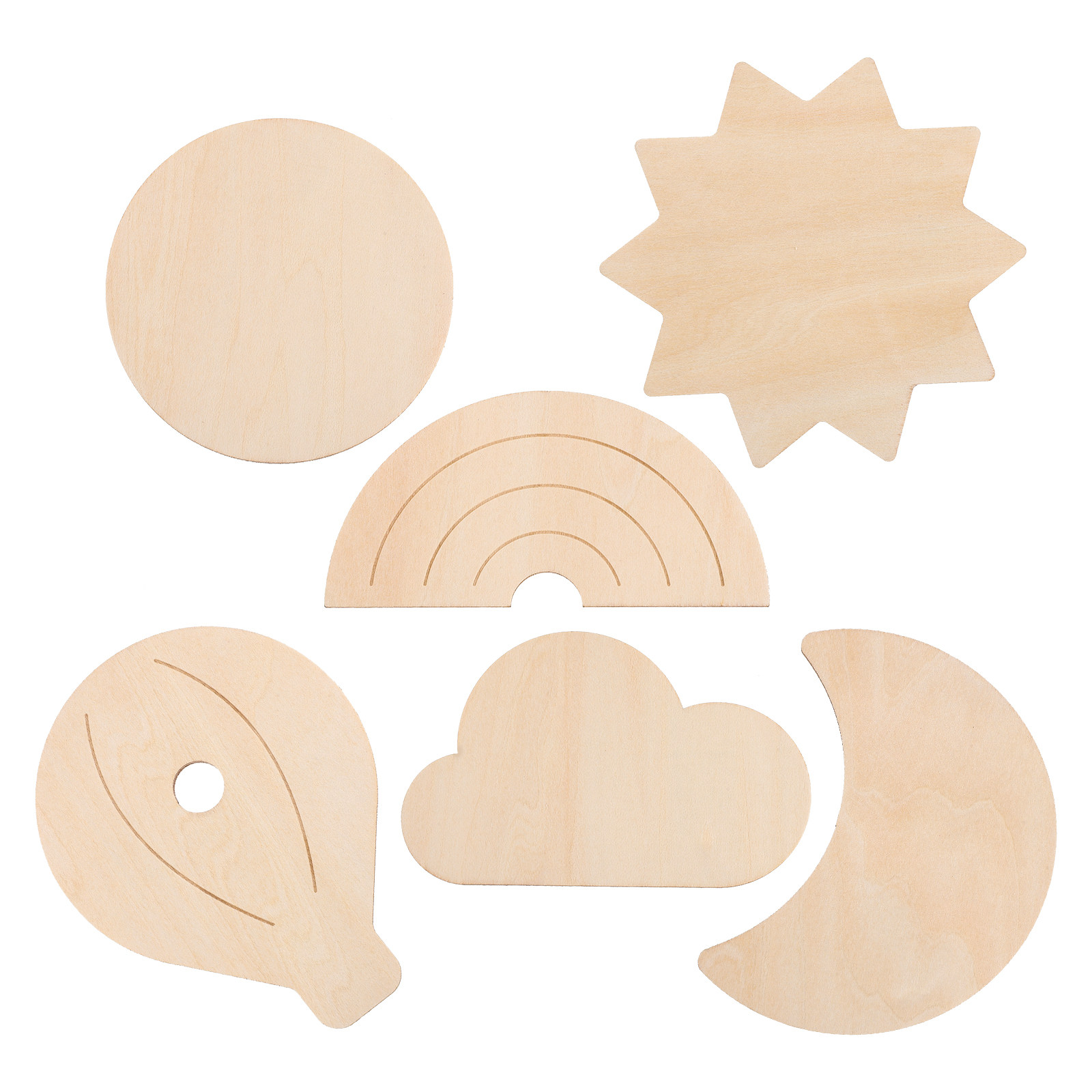Baby Nursery Hot Air Balloon Theme - 6Pcs Wood Wall Stickers Sky Theme