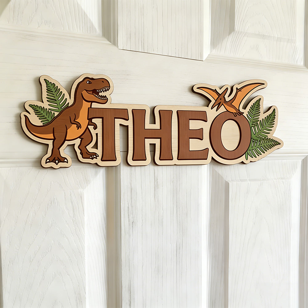Baby Nursery Usa - Personalized Dinosaur Name Sign for The