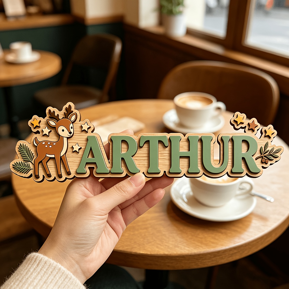 Baby Nursery Usa - Custom Deer & Star Wooden Name