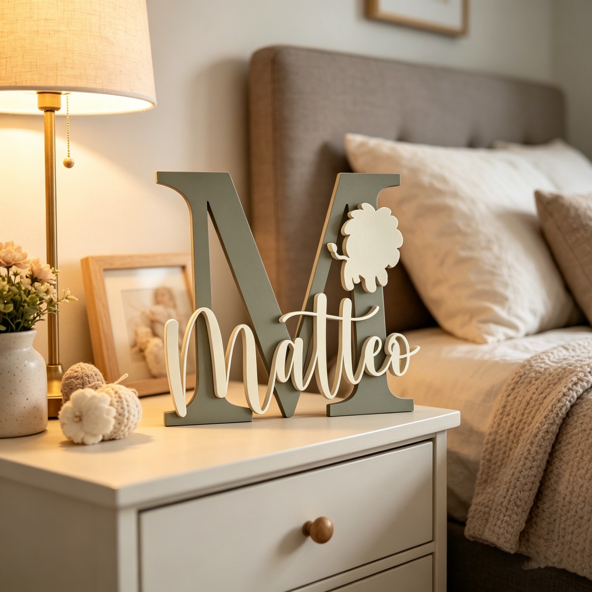 Baby Nursery Usa - 1Pc Custom Lion Name & Initial