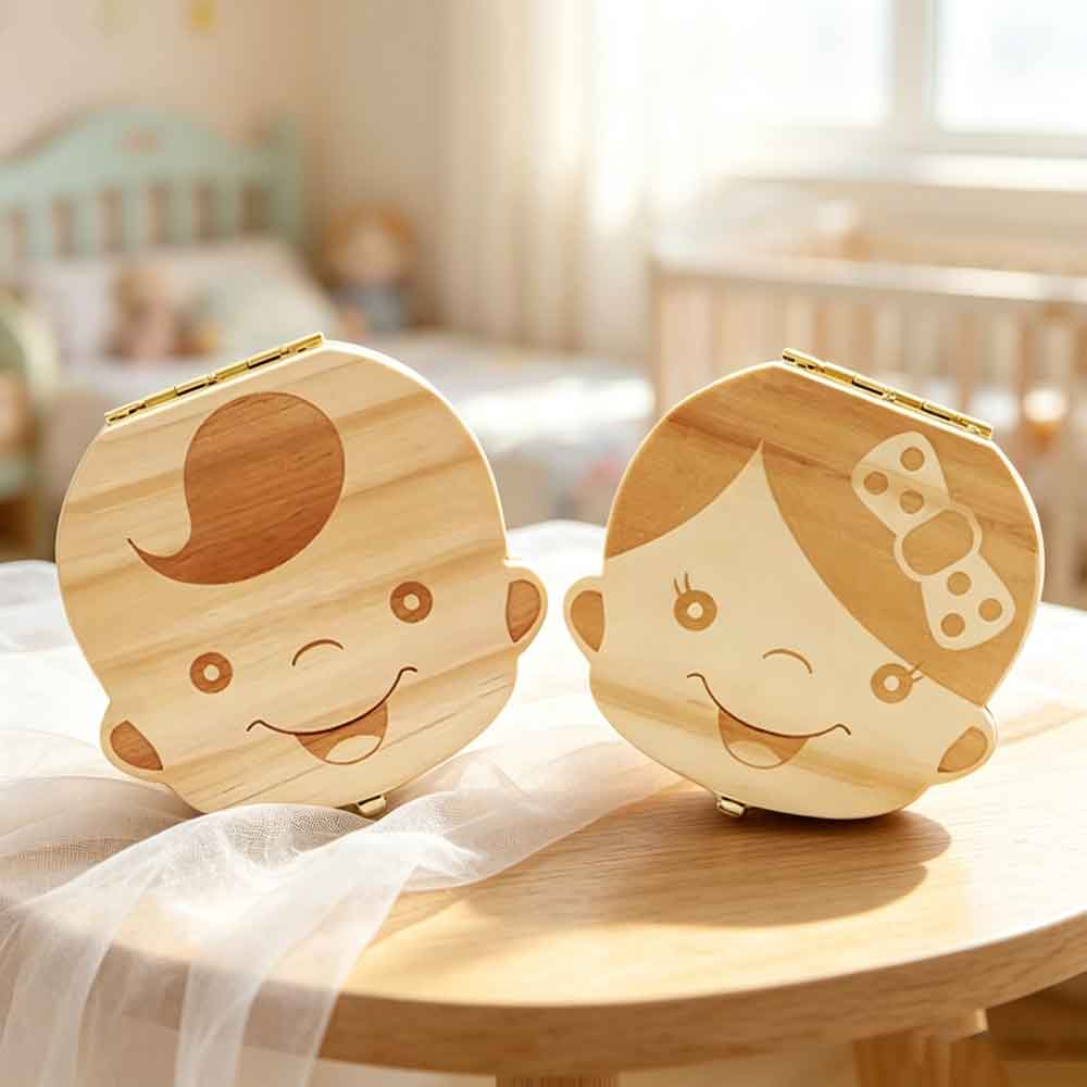 Baby Keepsake Box - vvocci Storage Baby Tooth Box Spanish/Dutch/French/German