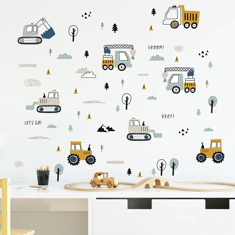 Baby Nursery Things - Hand Drawn Cute Cars Cargo Truck