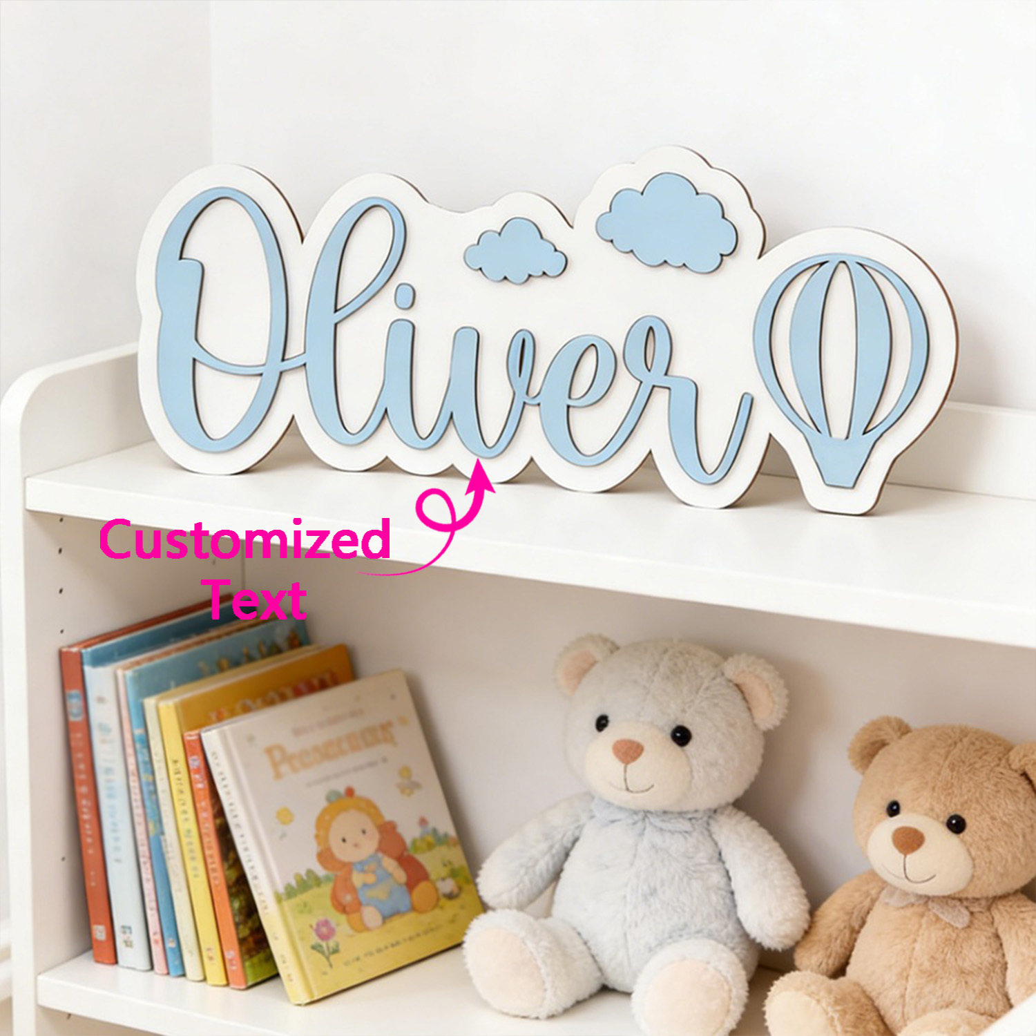 Baby Nursery Usa - Personalized Hot Air Balloon & Cloud