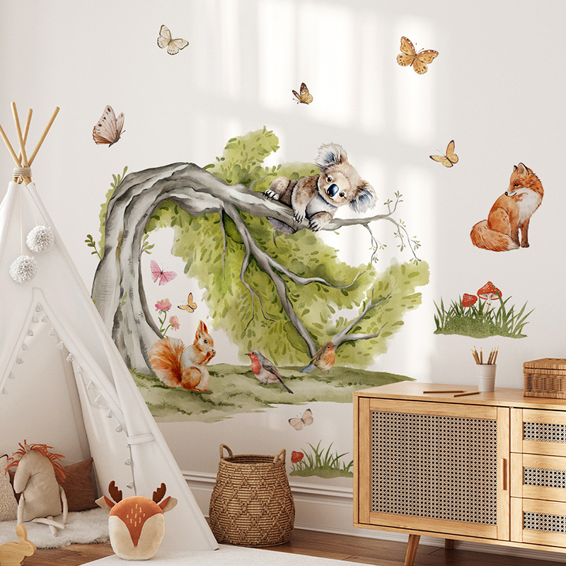 Baby Nursery Tree - Jungle Large Tree Animals Wall Sticker
