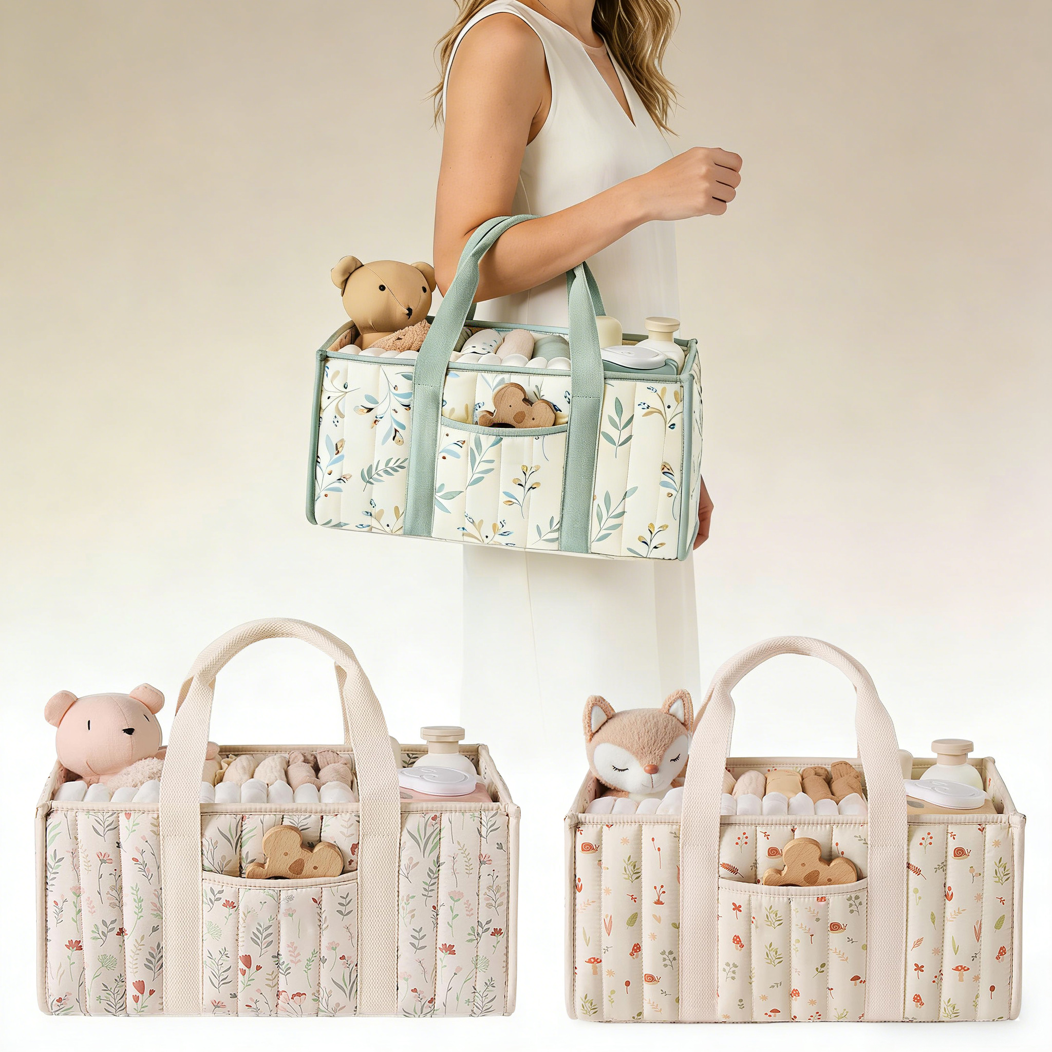 Baby Bag Nursery - Diaper Caddy Organizer, Stylish Nursery Storage