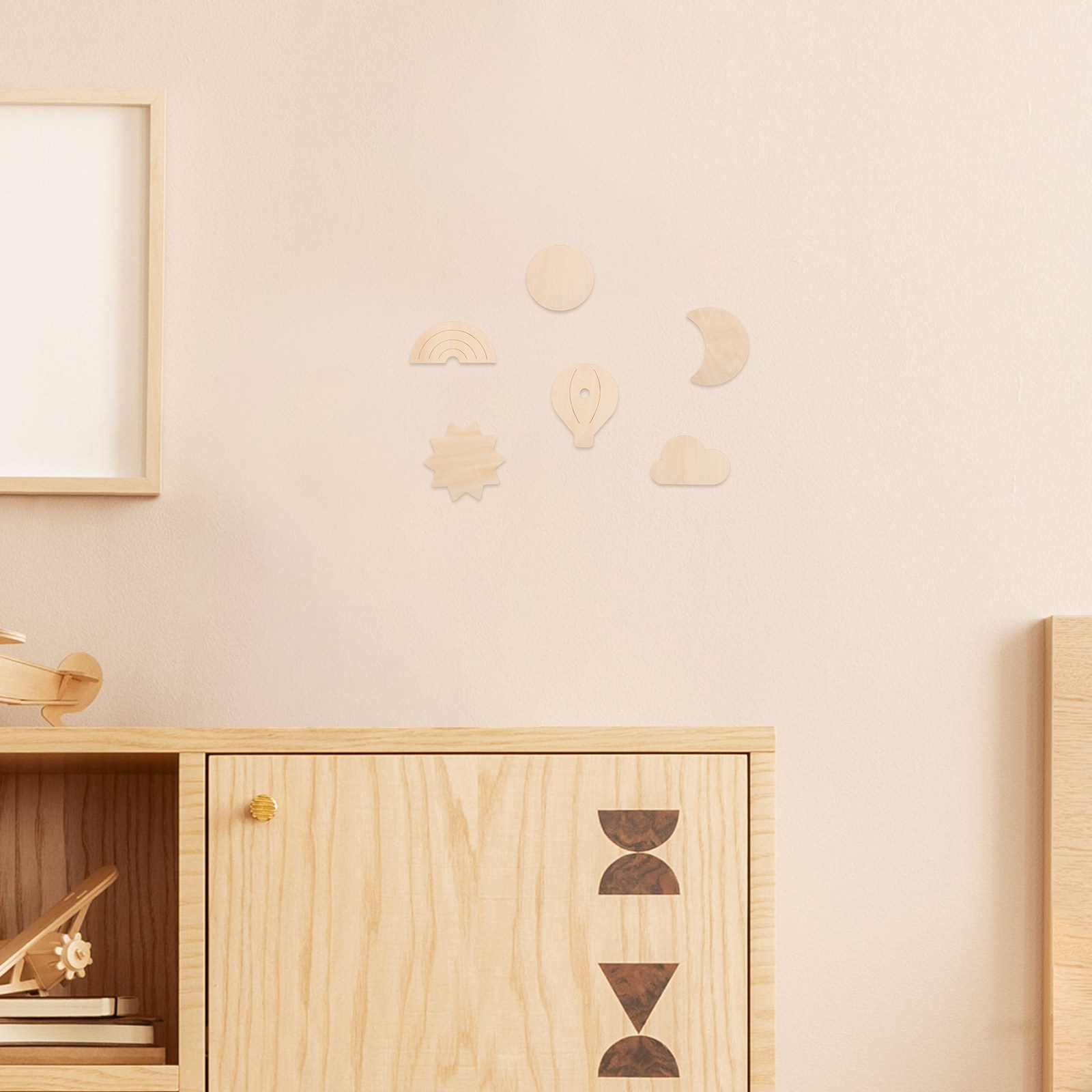 Baby Nursery Hot Air Balloon Theme - 6Pcs Wooden Wall Stickers Sky Theme