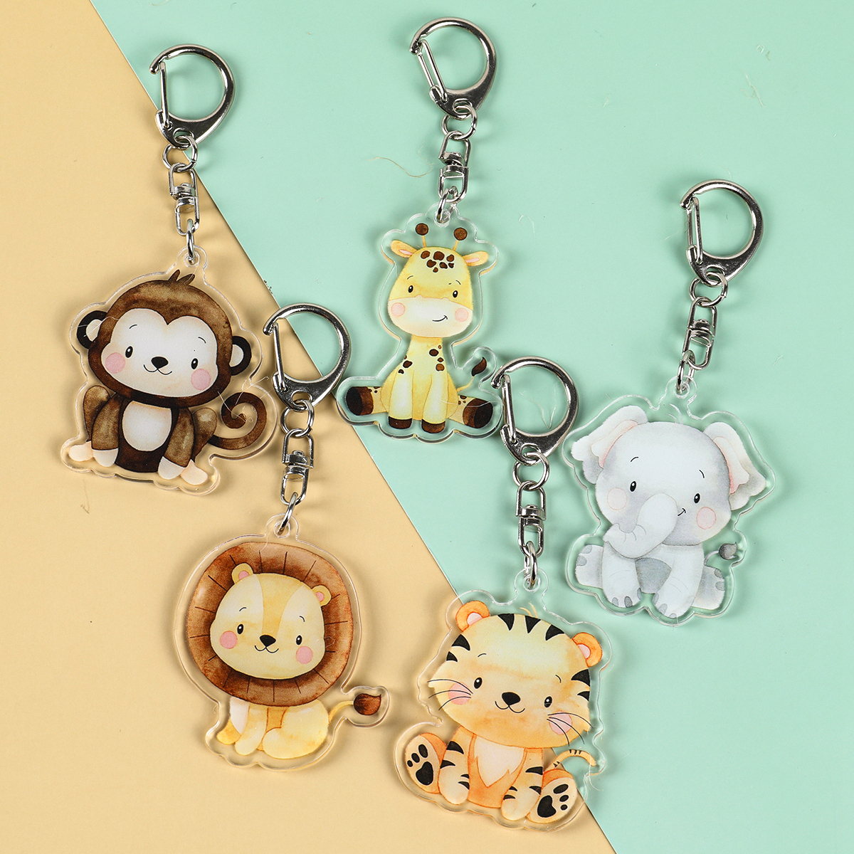 Baby Nursery Jungle Theme - 5pcs Jungle Animal Keychains Safari Animal