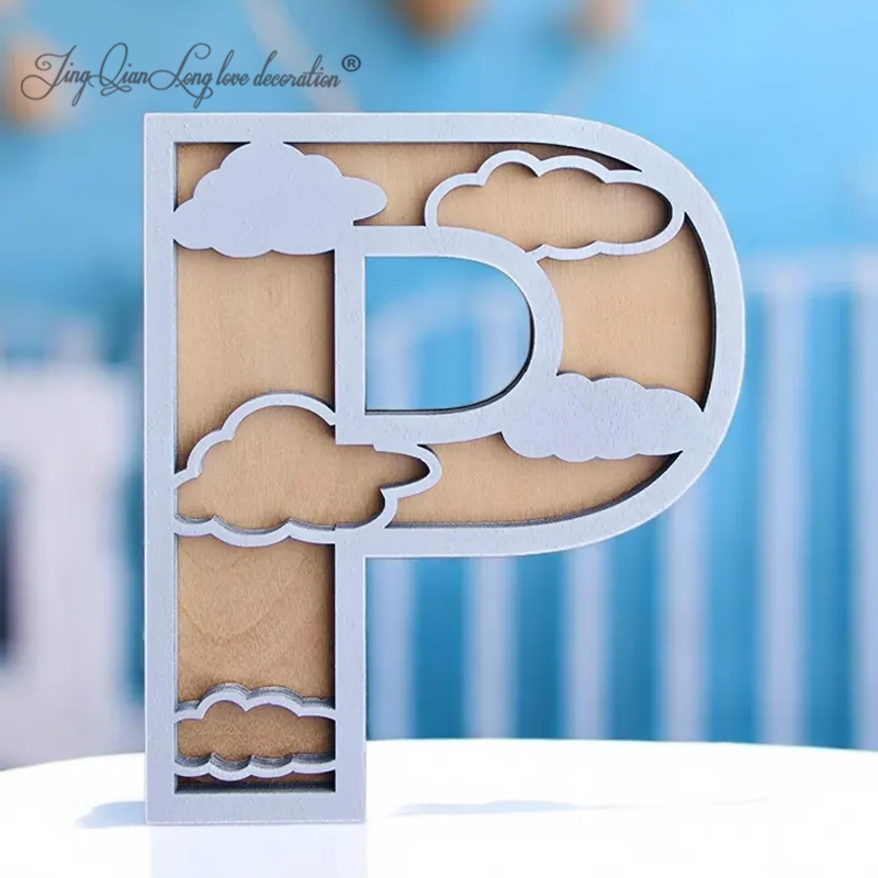 Baby Nursery Hot Air Balloon Theme - Custom Cloud Block Letters & Numbers