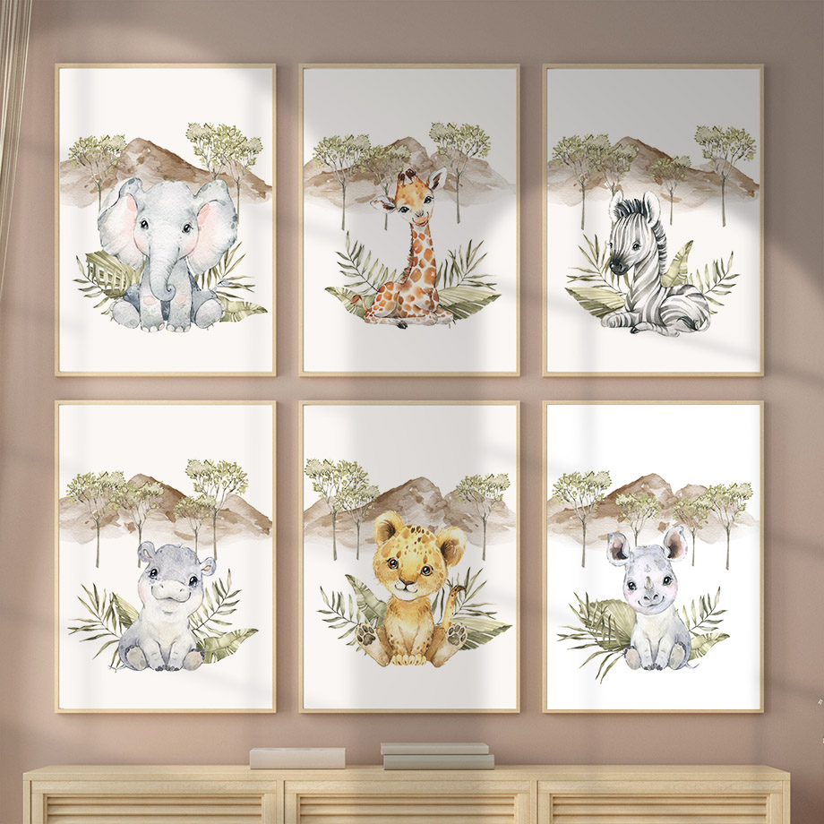 Baby Nursery Tree - Giraffe Zebra Elephant Lion Hippo Tree