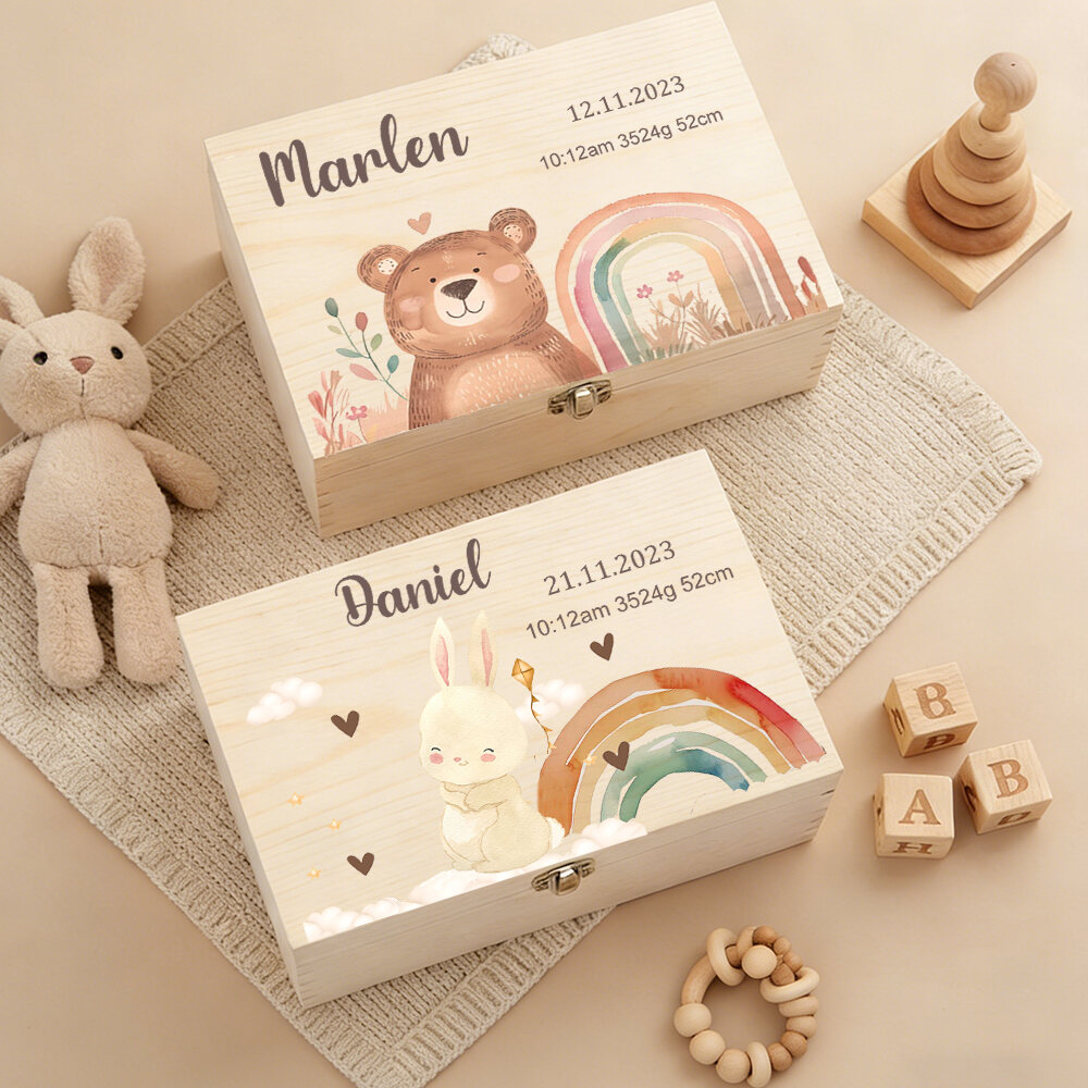 Personalized Baby Wooden Memor - Baby Keepsake Box recension och pris