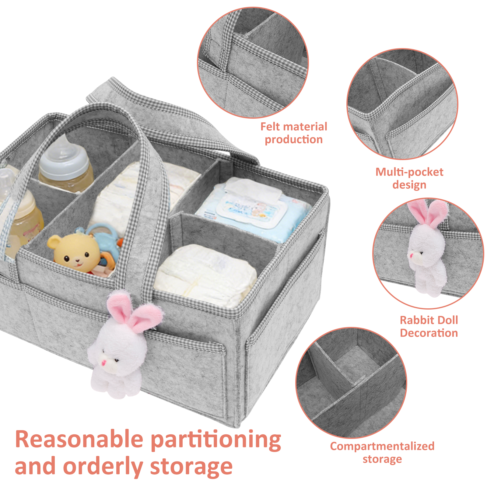 Baby Diaper Caddy Felt Baby Di - Baby Bag Nursery recension och pris