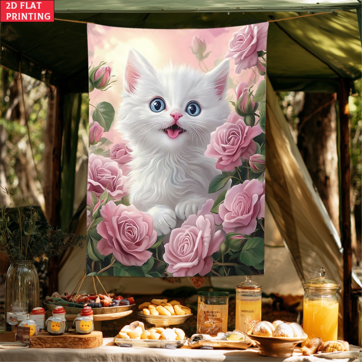 Cute white kitten rose garden  - Baby Nursery Colors recension och pris