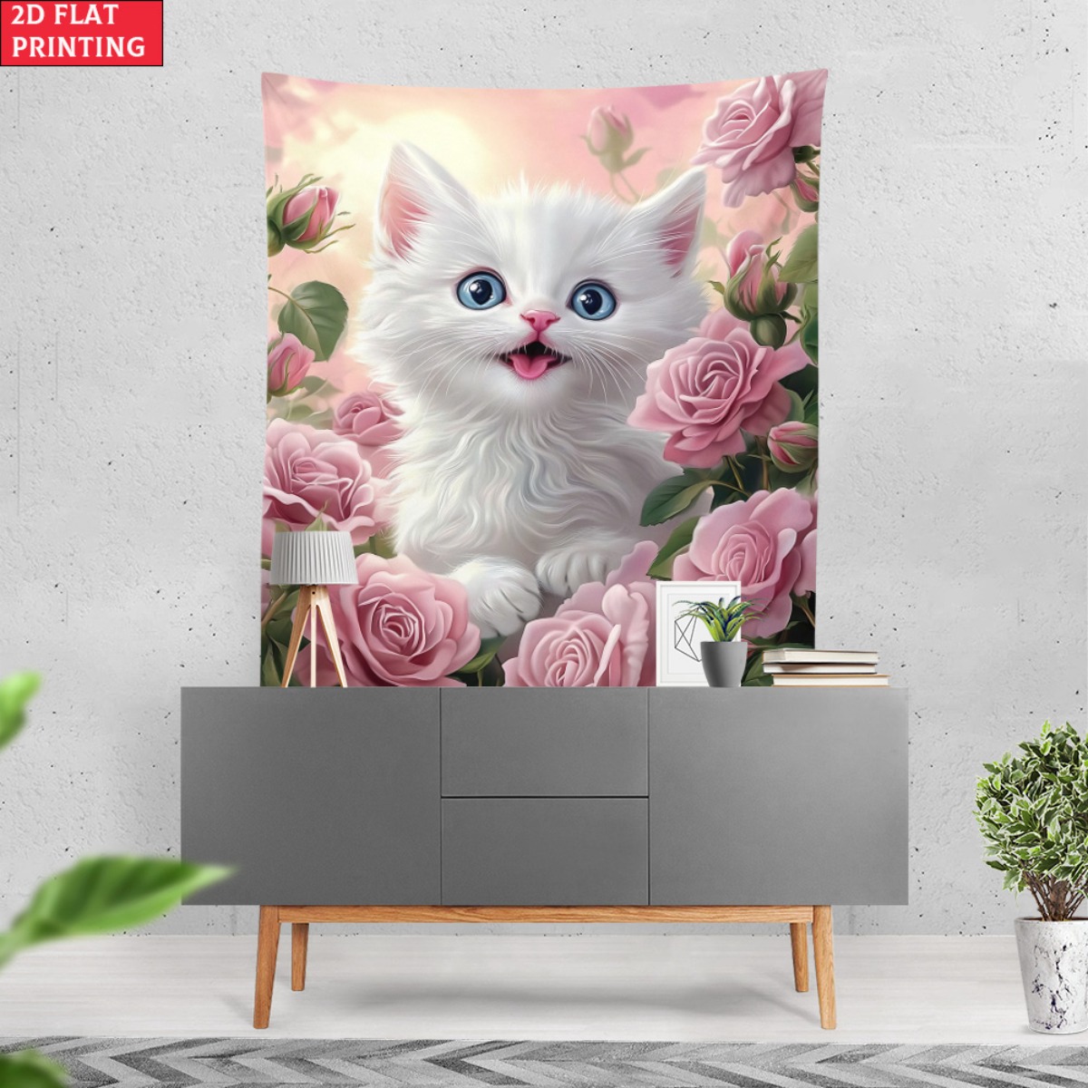Cute white kitten rose garden  - Baby Nursery Colors recension och pris