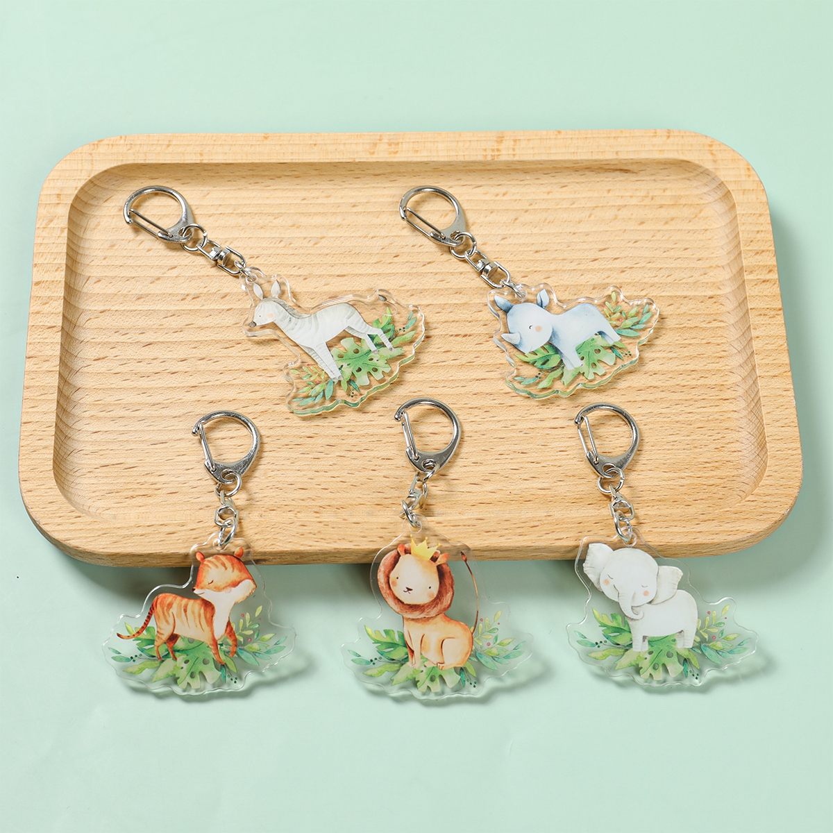 5pcs Jungle Animal Keychains S - Baby Nursery Jungle Theme recension och pris