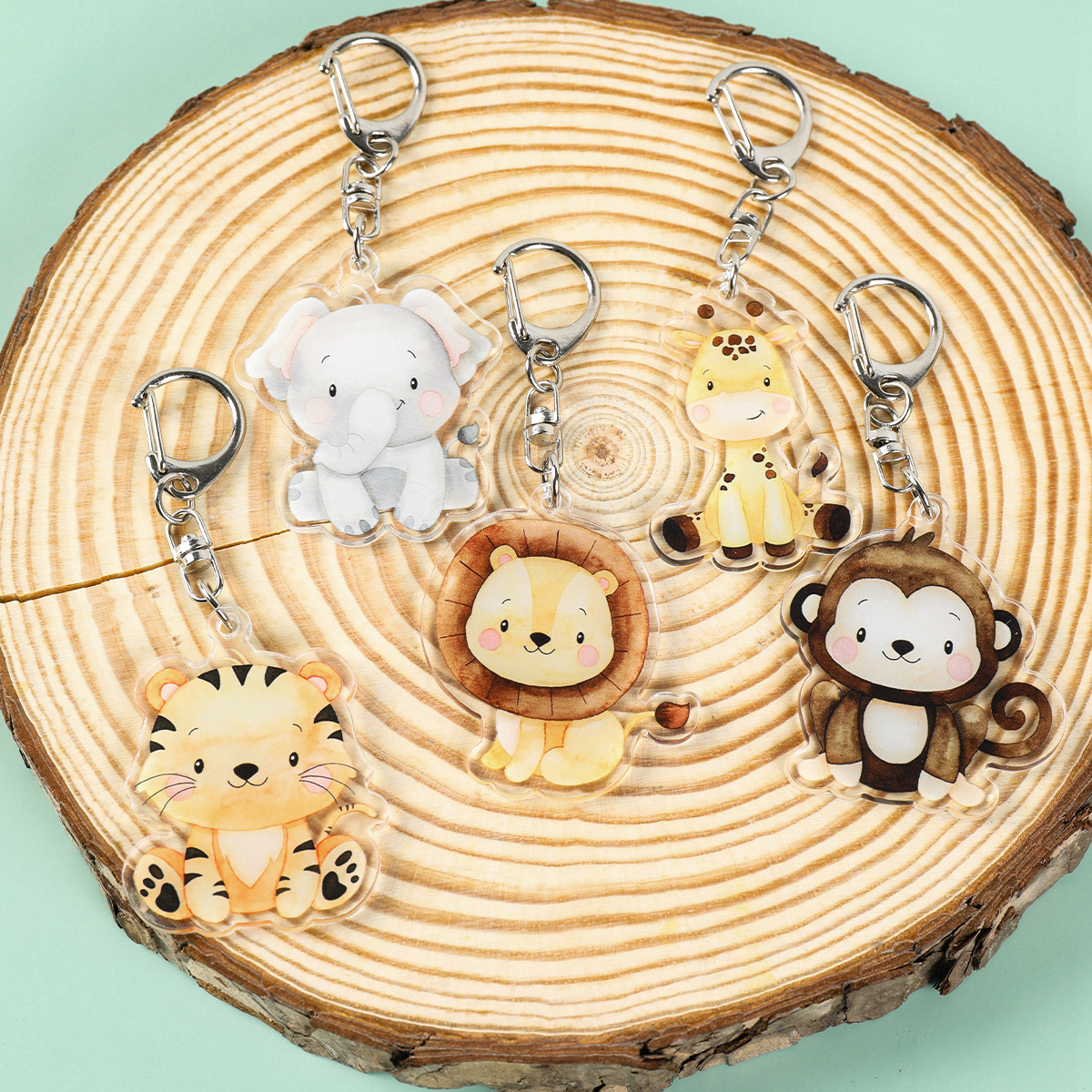 5pcs Jungle Animal Keychains S - Baby Nursery Jungle Theme recension och pris