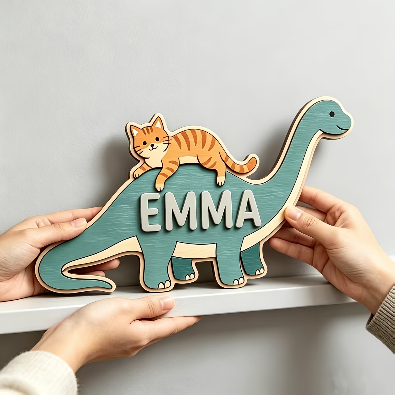 Personalized Cat Riding Dinosa - Baby Nursery Usa recension och pris
