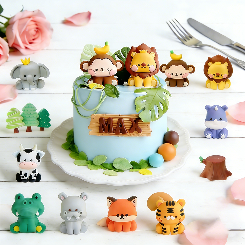 Zoo Jungle Animals Cake Decor  - Baby Nursery Jungle Theme recension och pris