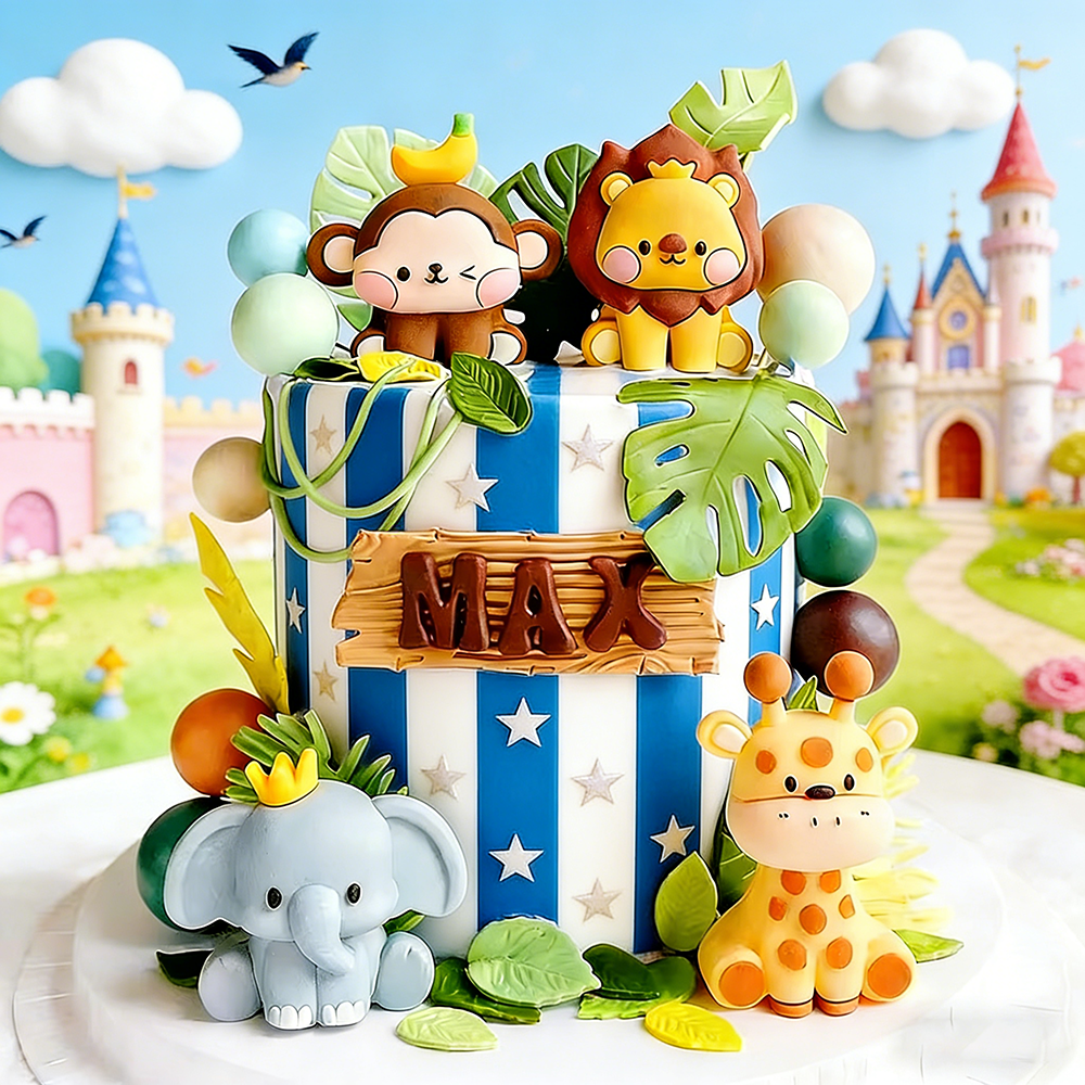 Zoo Jungle Animals Cake Decor  - Baby Nursery Jungle Theme recension och pris