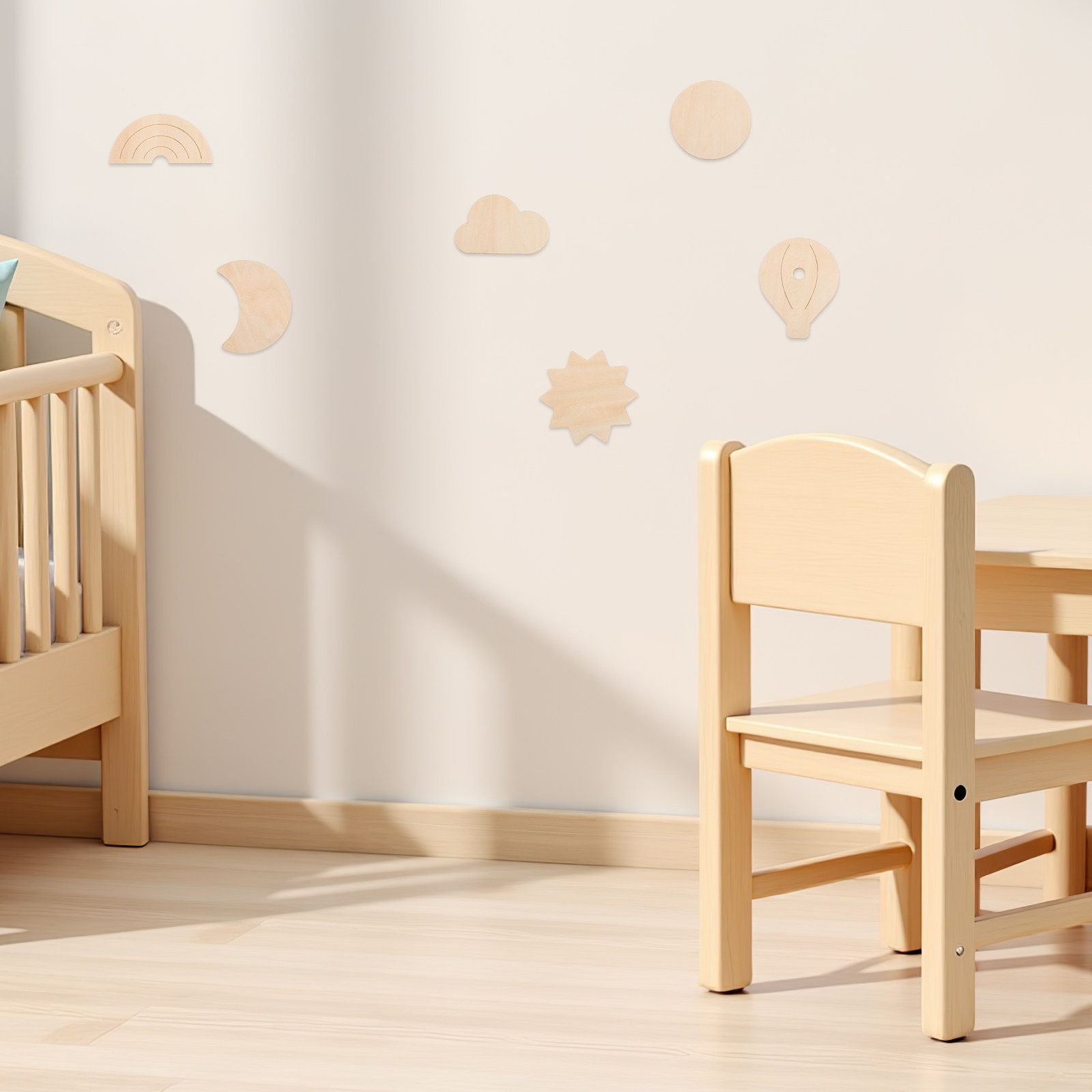 6Pcs Wooden Wall Stickers Sky  - Baby Nursery Hot Air Balloon Theme recension och pris