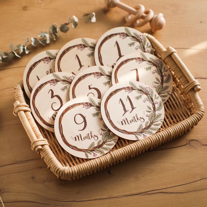 8Pcs Wooden Baby Milestone Car - Milestone Card Set recension och pris