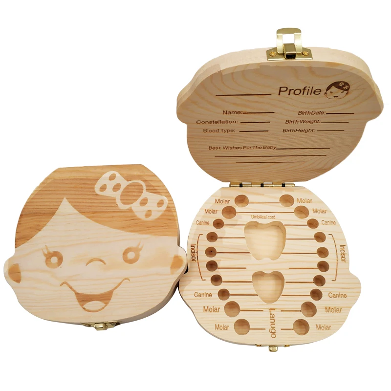 Baby Tooth Box Wooden Kids Mil - Baby Keepsake Box recension och pris