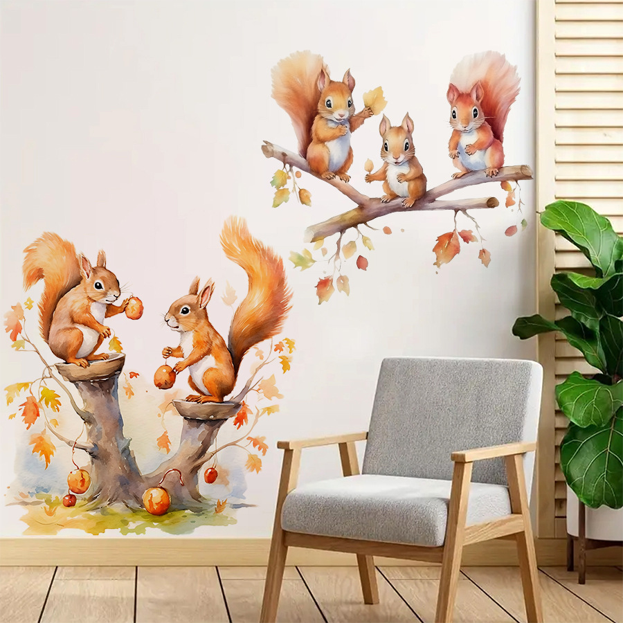 Cartoon Cute Warm Squirrel Fam - Baby Nursery Tree recension och pris