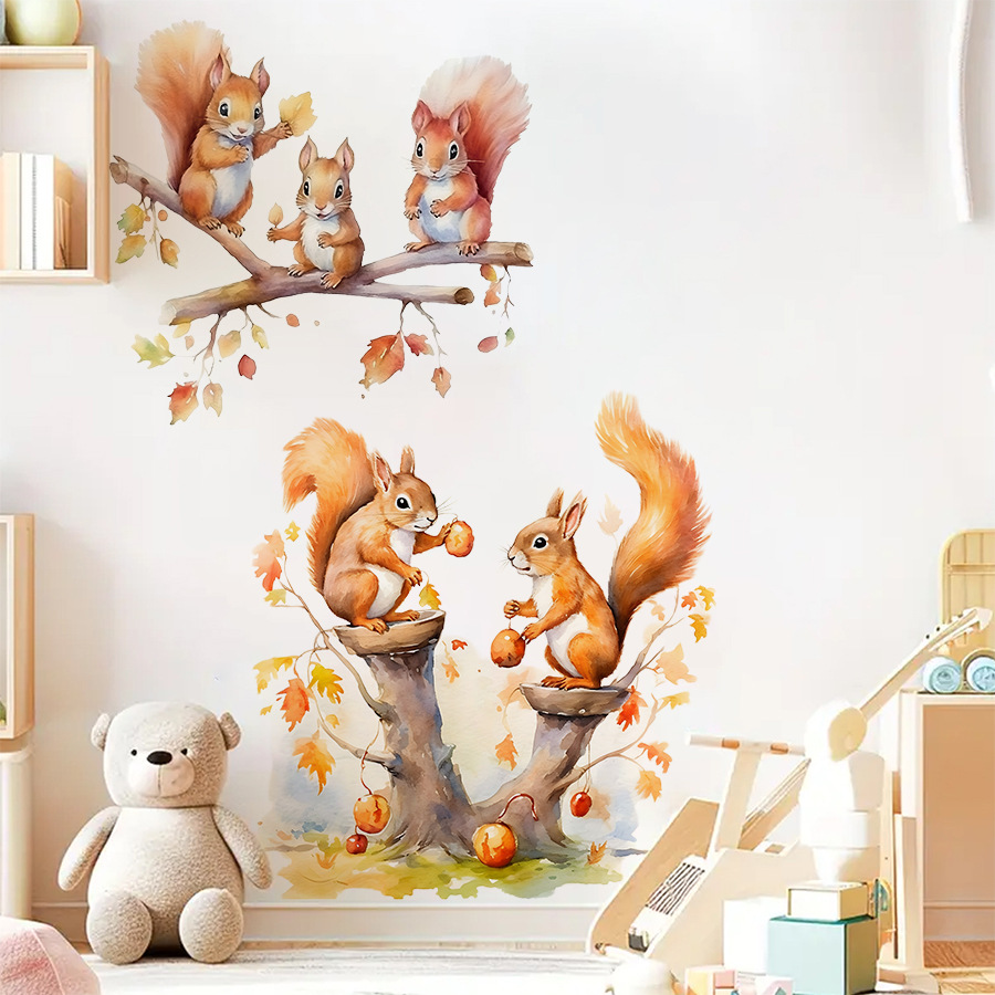 Cartoon Cute Warm Squirrel Fam - Baby Nursery Tree recension och pris