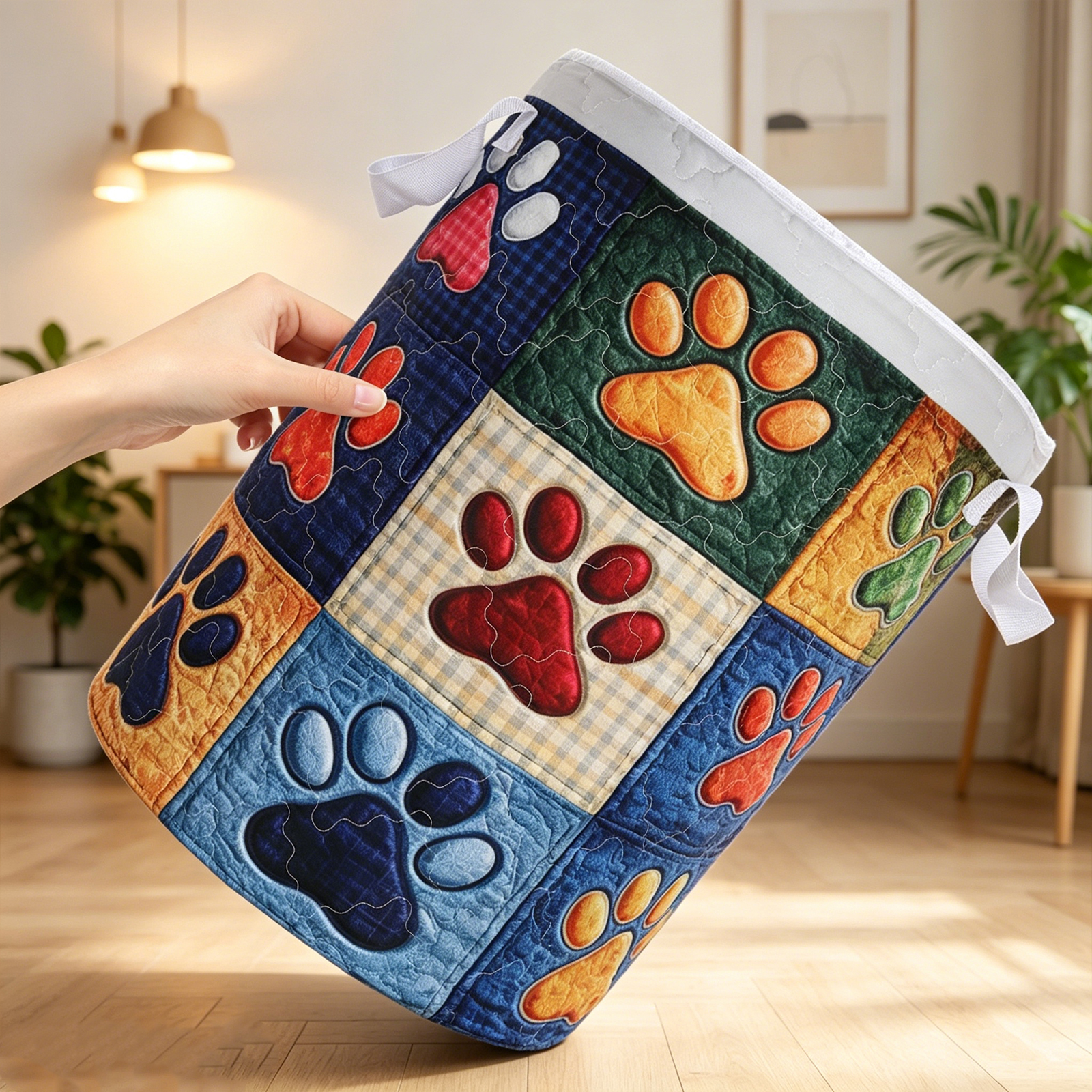 Quilted Laundry Basket with Ha - Laundry Hamper Nursery recension och pris