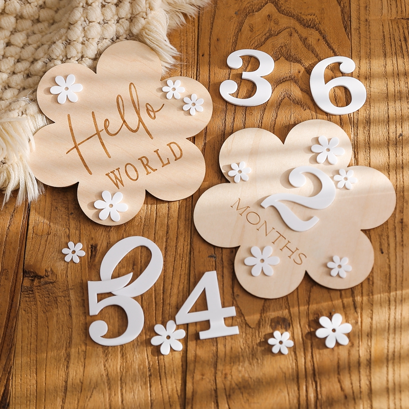 Wooden Baby Flower Shape Miles - Milestone Card Set recension och pris