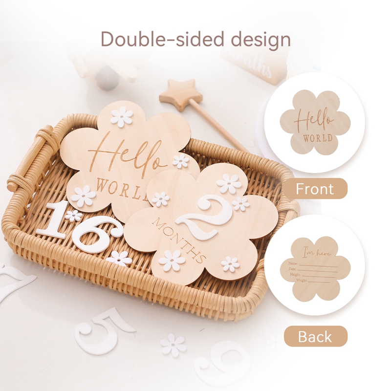 Wooden Baby Flower Shape Miles - Milestone Card Set recension och pris