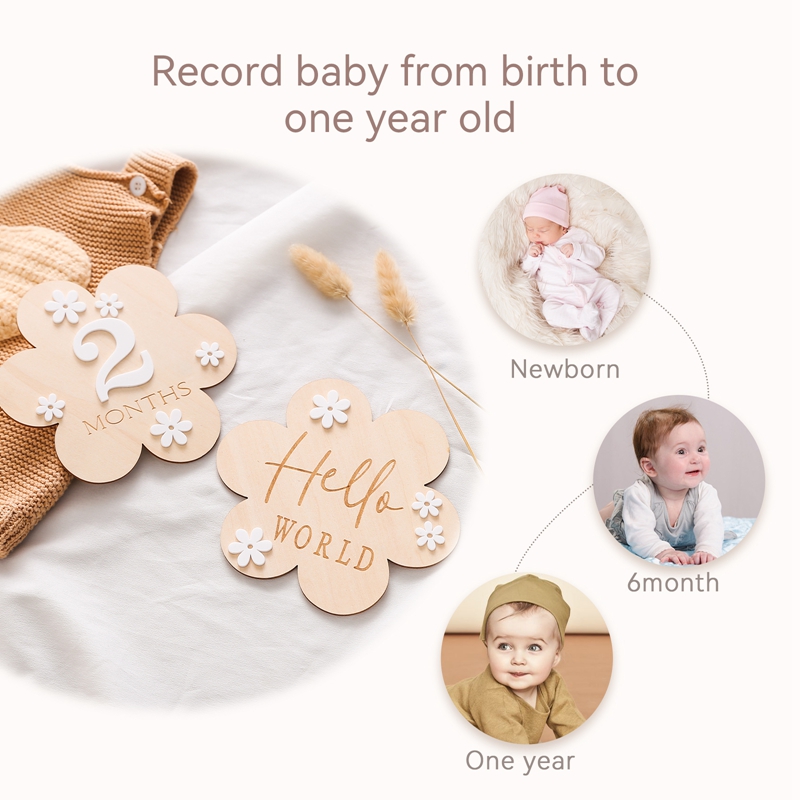 Wooden Baby Flower Shape Miles - Milestone Card Set recension och pris