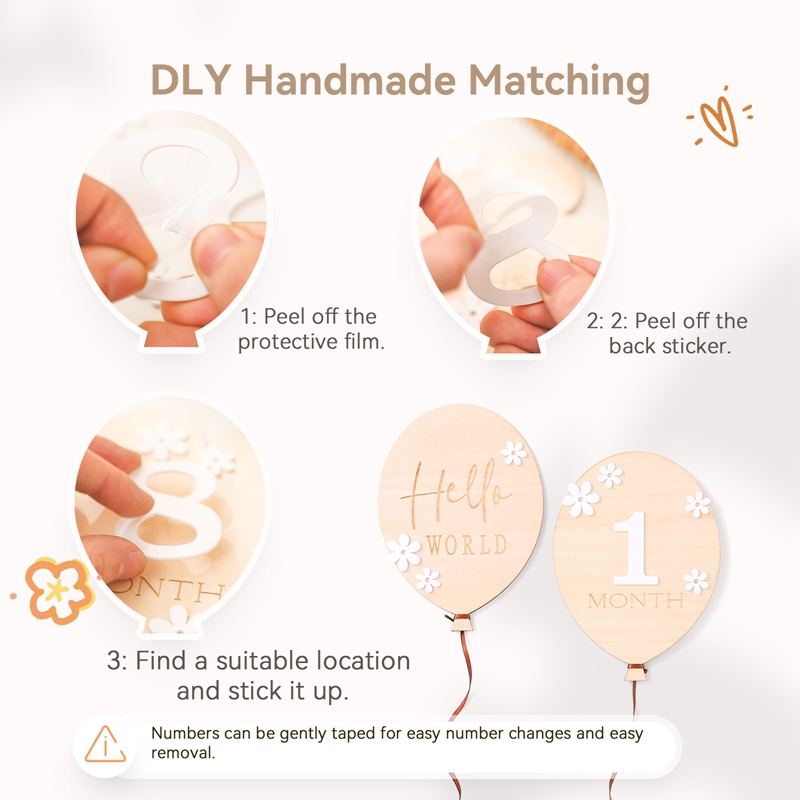2Pcs Baby Wooden Balloon Miles - Milestone Card Set recension och pris