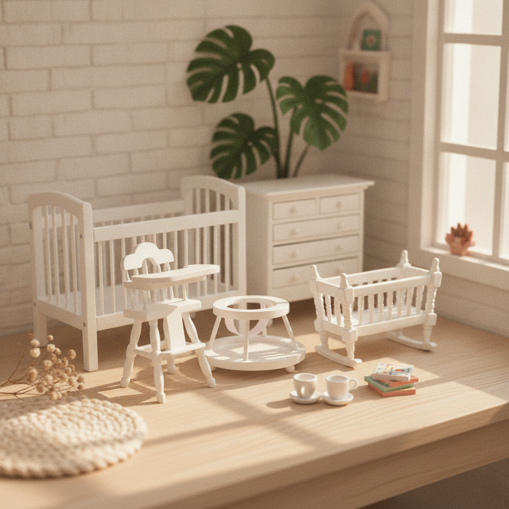5 Pieces Dollhouse Nursery Set - Baby Nursery Furniture Sets recension och pris