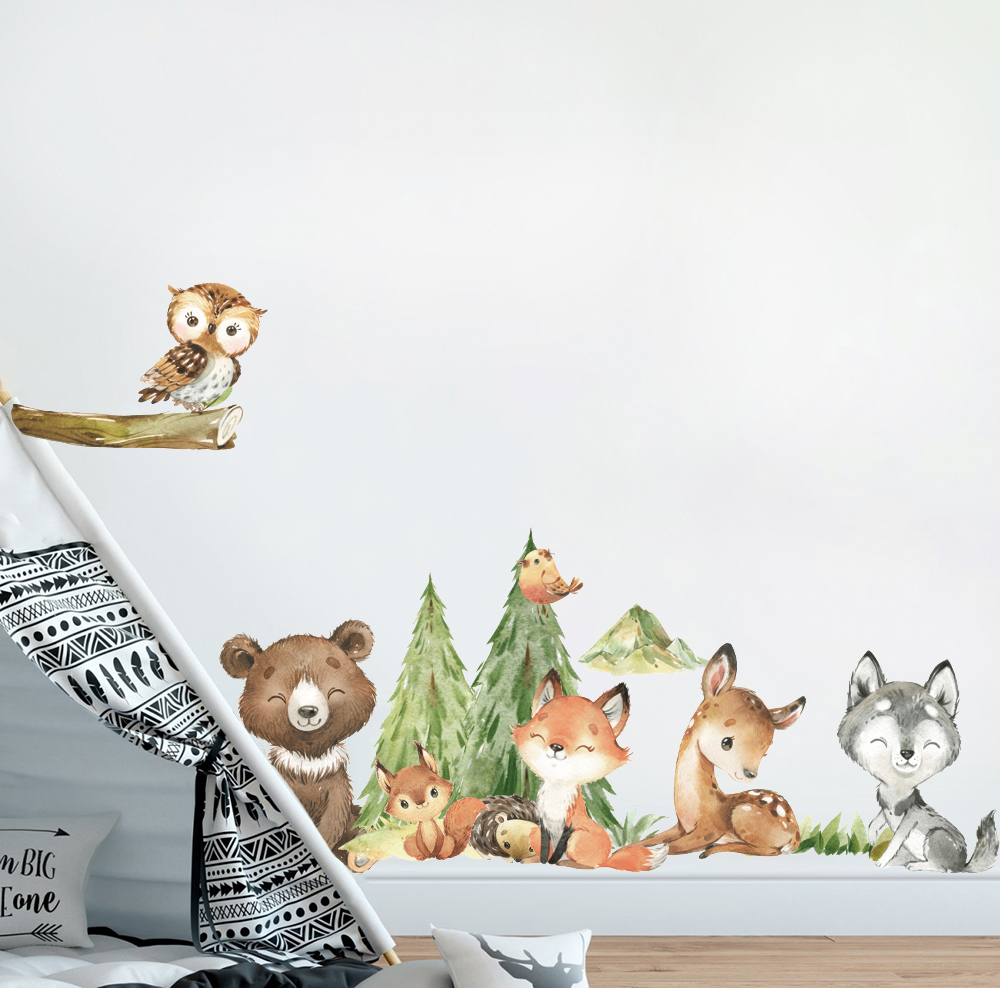 Cartoon Watercolor  Forest Ani - Baby Nursery Tree recension och pris