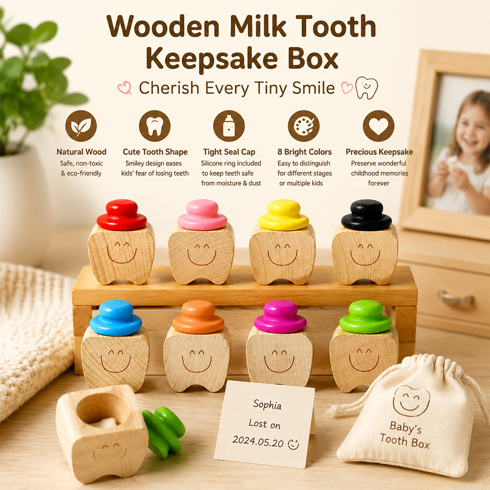 2/5pcs Wooden Milk Tooth Keeps - Baby Keepsake Box recension och pris