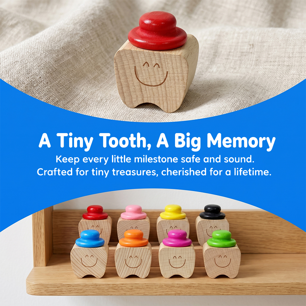 2/5pcs Wooden Milk Tooth Keeps - Baby Keepsake Box recension och pris